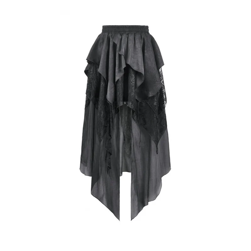 Gothic-Rock für Damen, unregelmäßig, gerüscht, asymmetrisch geschnitten