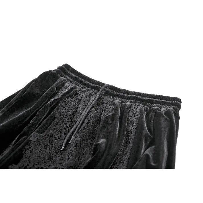 Gothic-Rock aus Samt mit floraler Spitze und Raffungen für Damen