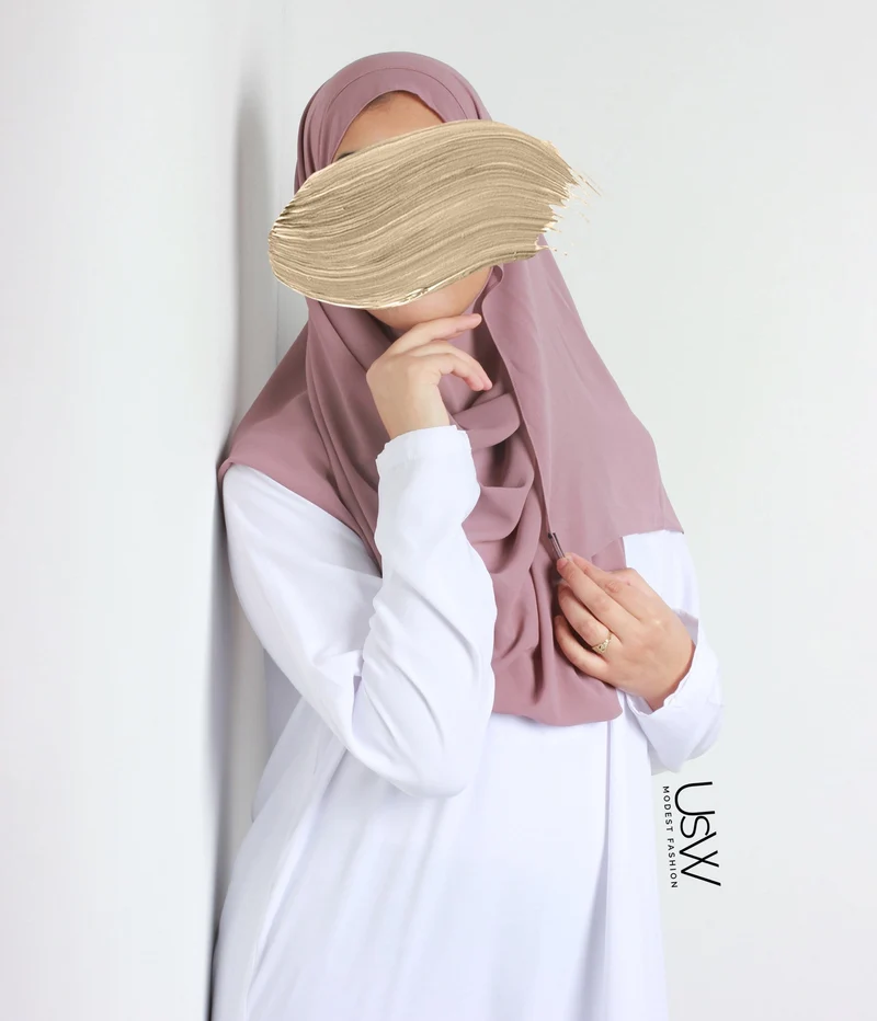 Vollständiger Sofort-Hijab XL - Braune Rose