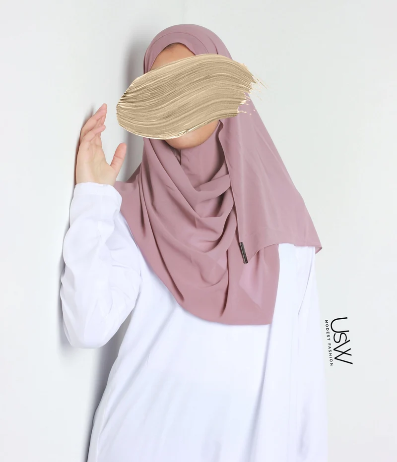 Vollständiger Sofort-Hijab XL - Braune Rose