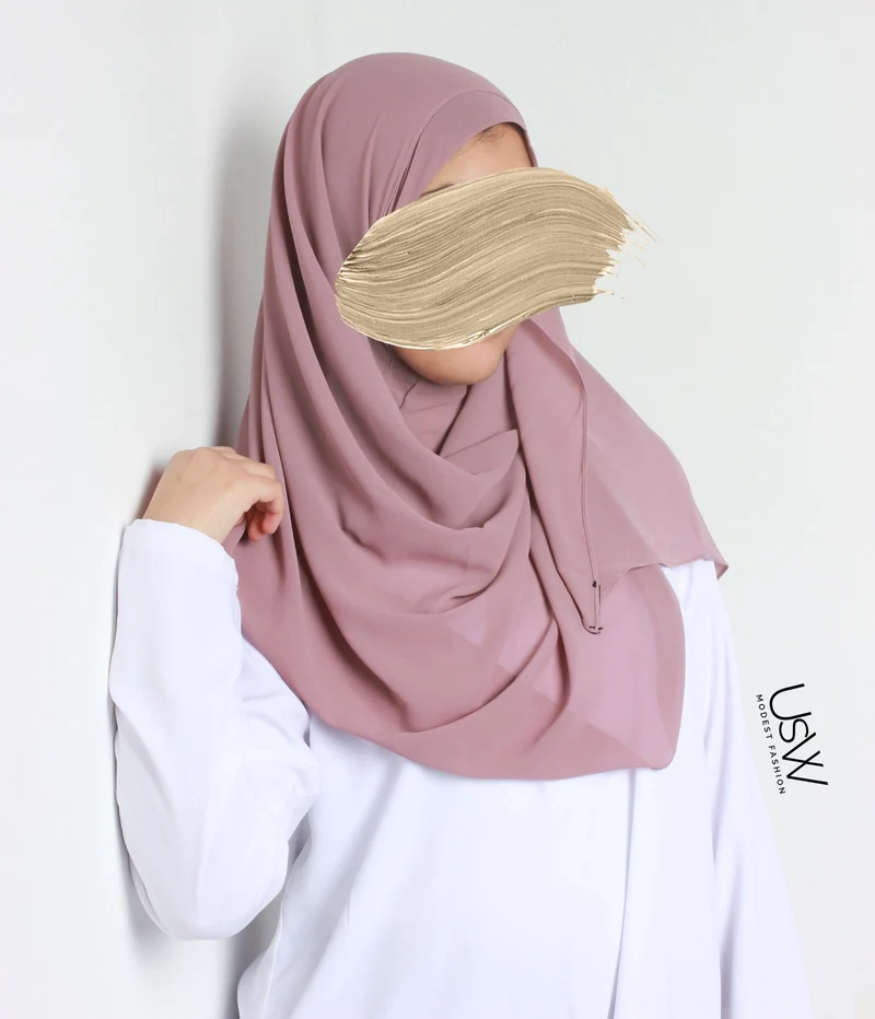 Vollständiger Sofort-Hijab XL - Braune Rose