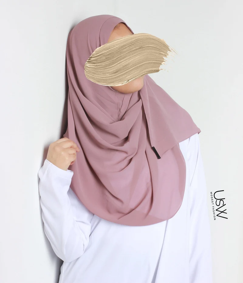 Vollständiger Sofort-Hijab XL - Braune Rose