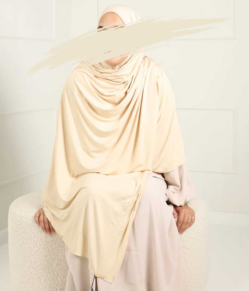 Hochwertiger Baumwollschal 100 x 200 cm mit Komforthaube – Beige