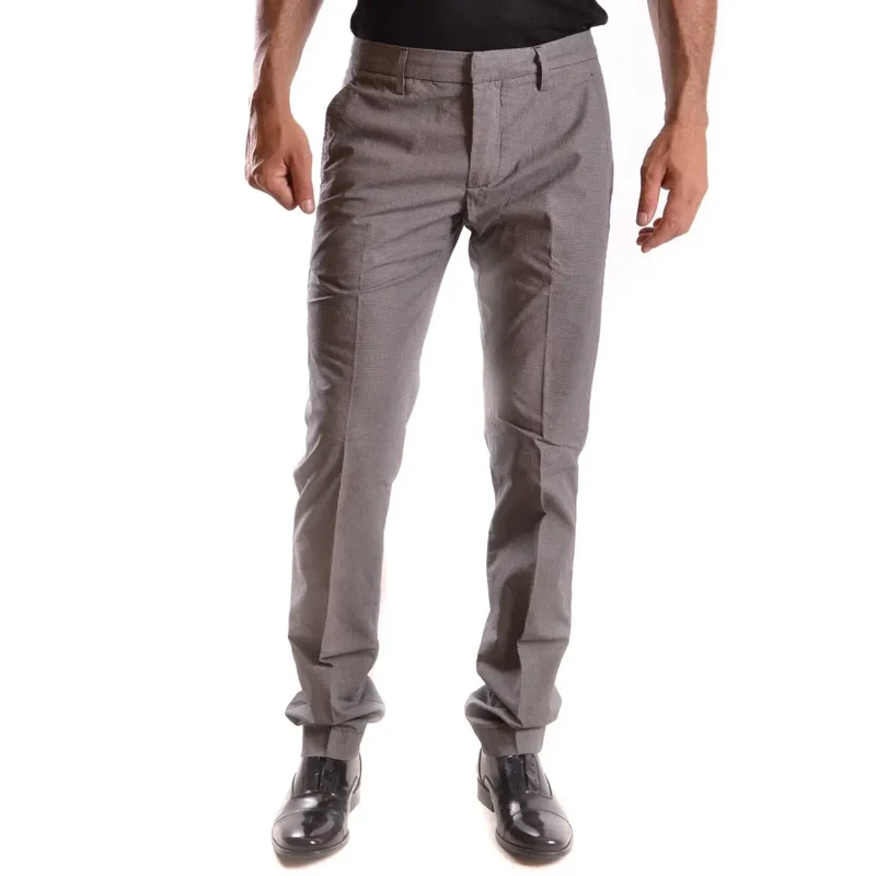 Dondup Herren graue karierte Baumwollhose