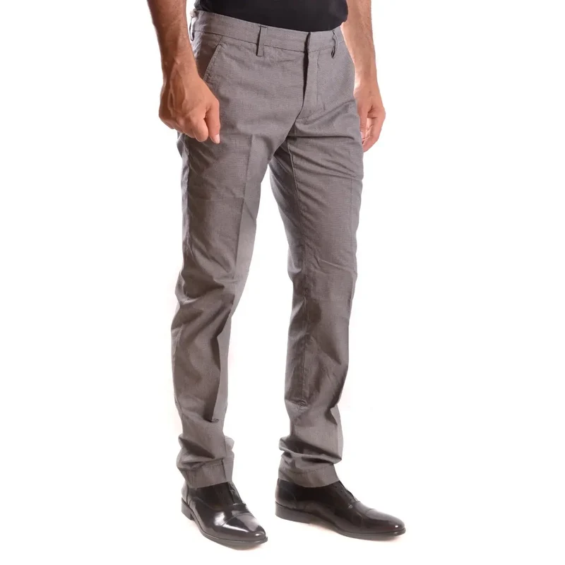 Dondup Herren graue karierte Baumwollhose