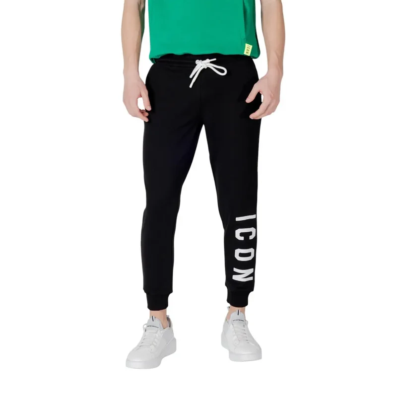 Icon Herren Freizeithose aus schwarzem Baumwollmischgewebe mit Streifen