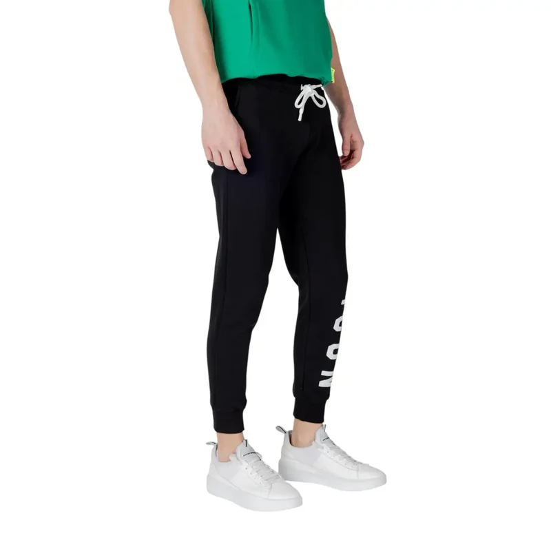Icon Herren Freizeithose aus schwarzem Baumwollmischgewebe mit Streifen