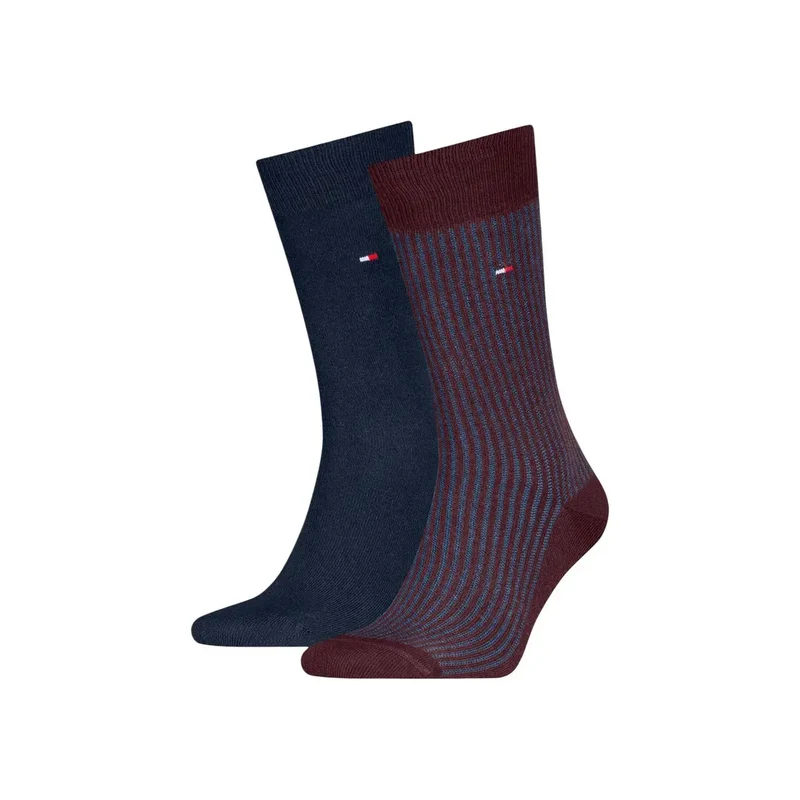 Tommy Hilfiger Herrensocken Bordeaux, Baumwollmischung, 2er-Pack