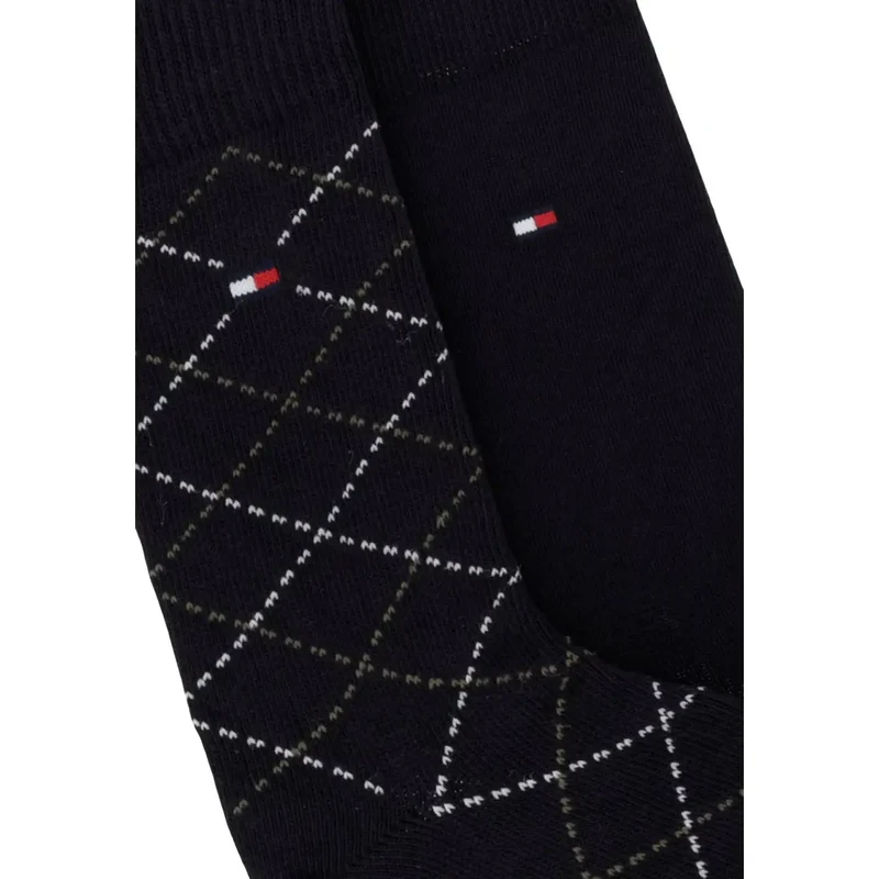 Tommy Hilfiger Herrensocken aus Baumwolle, schwarz mit Argyle-Muster, 2er-Pack