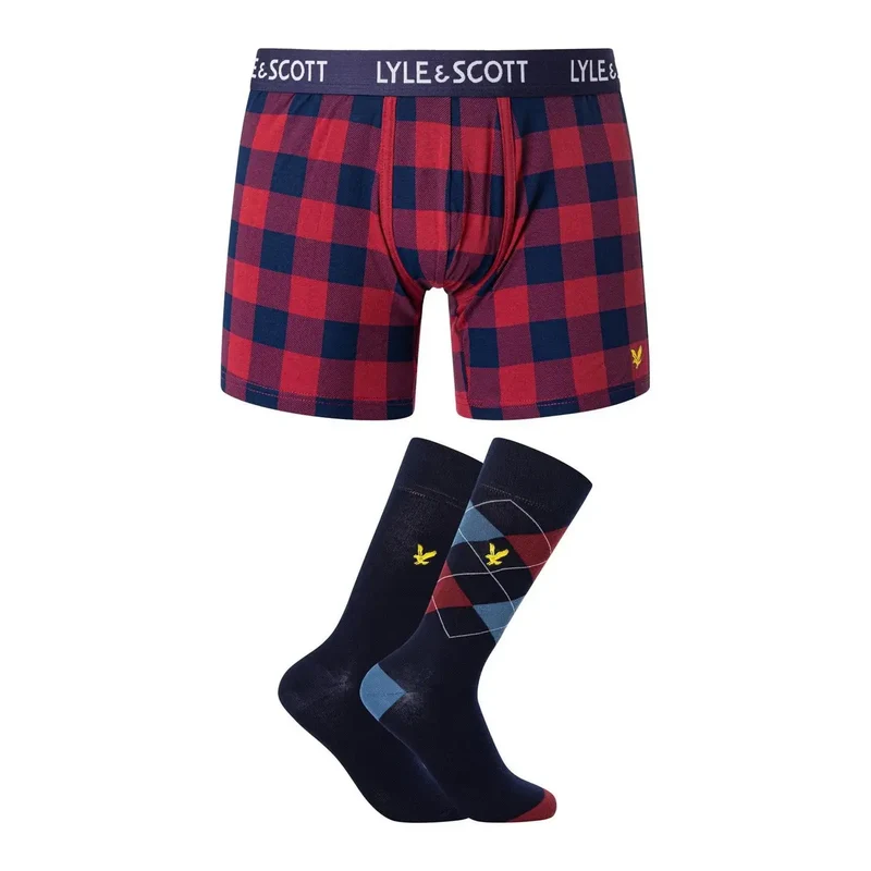 Lyle and Scott Herren-Baumwollunterwäsche Bordeaux Geometrische