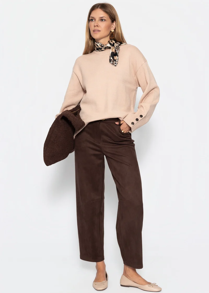 Strickpullover mit Knopfdetail - beige