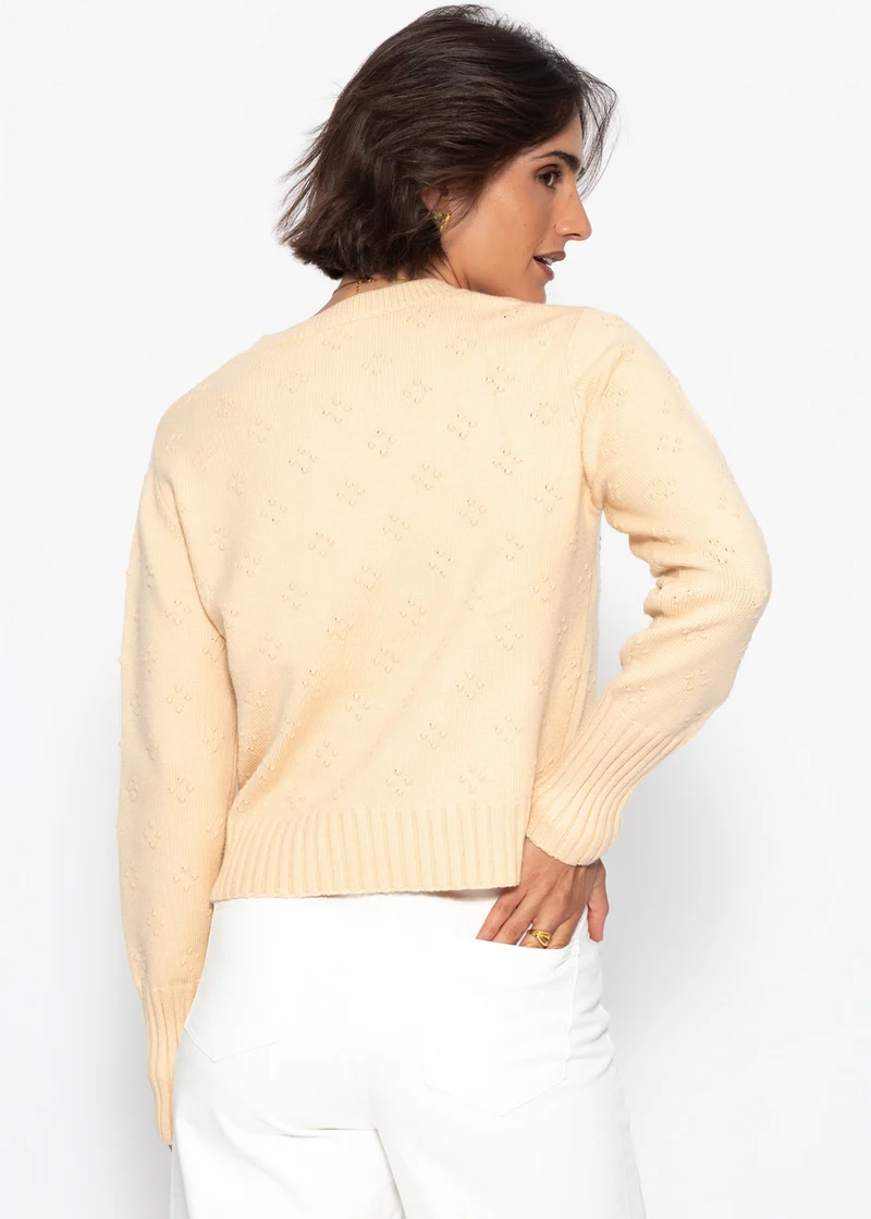 Feinstrickpullover mit Strukturmuster - gelb