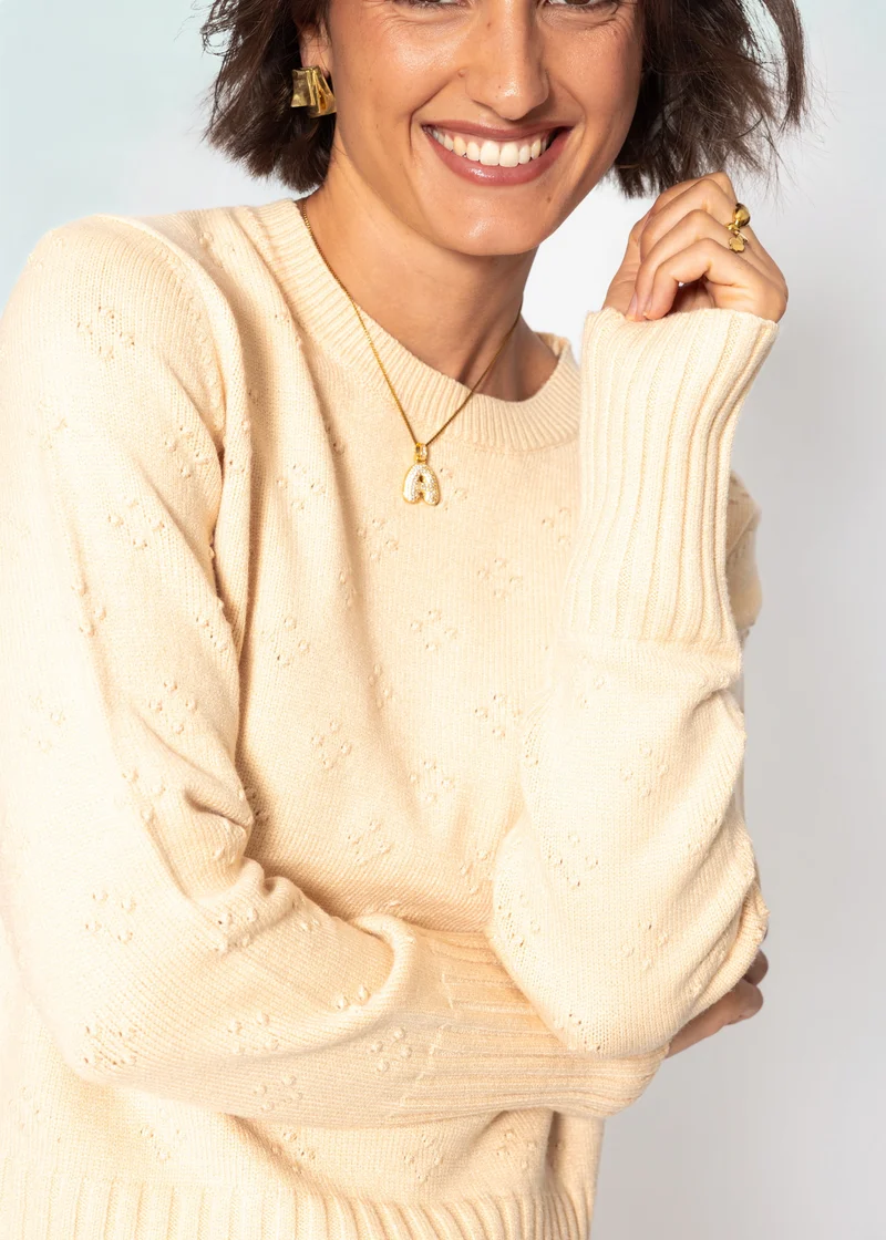 Feinstrickpullover mit Strukturmuster - gelb