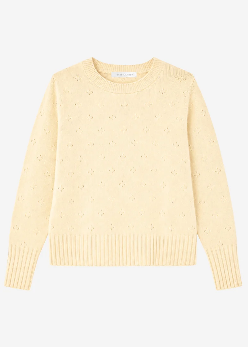 Feinstrickpullover mit Strukturmuster - gelb