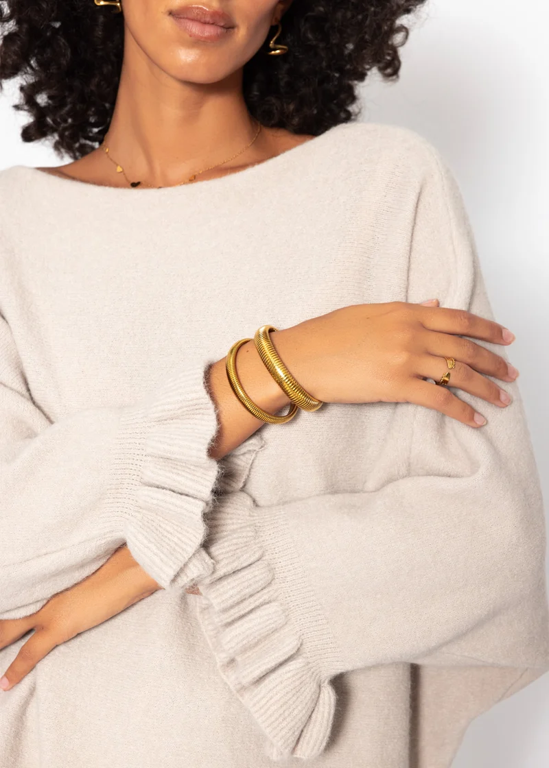 Oversize Pullover mit U-Boot Ausschnitt - beige