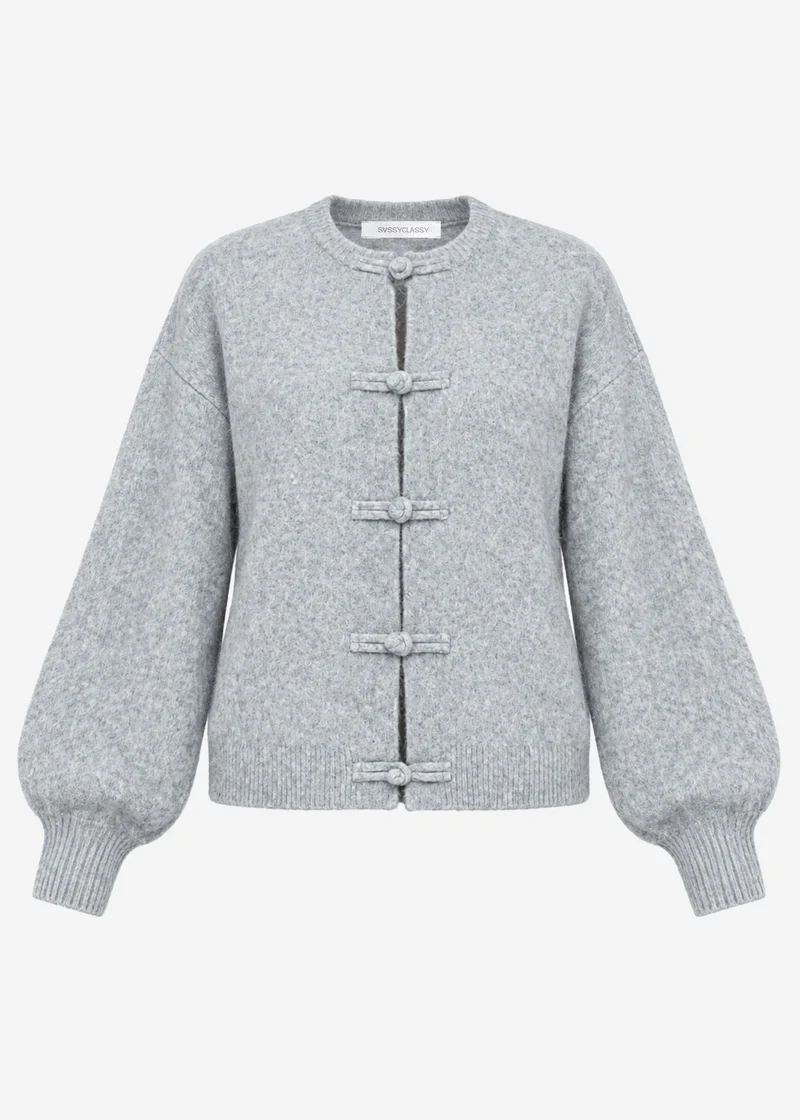 Strickjacke mit Knebelverschluss - grau