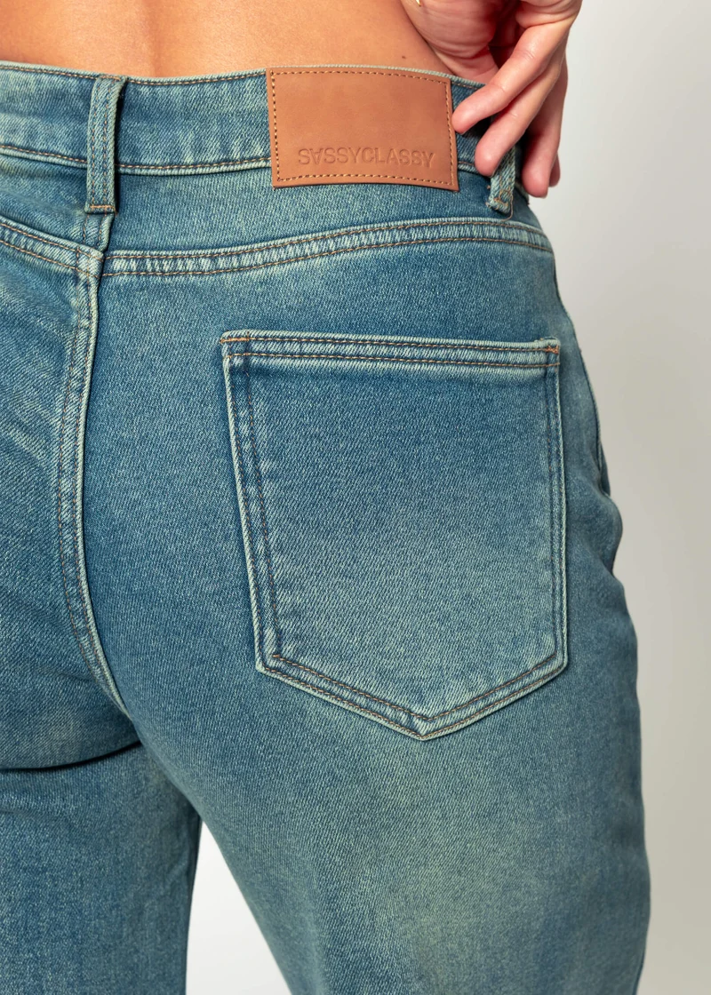 Thermo Jeans mit weitem Bein - blau