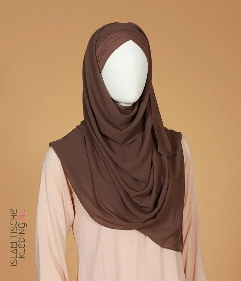 Instant Bonnet Chiffon Schal Hijab - Dunkeltaupe
