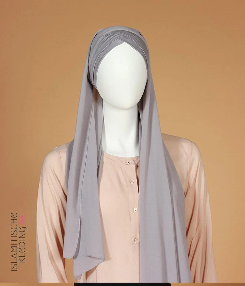 Instant Bonnet Chiffon Schal Hijab - Dunkeltaupe