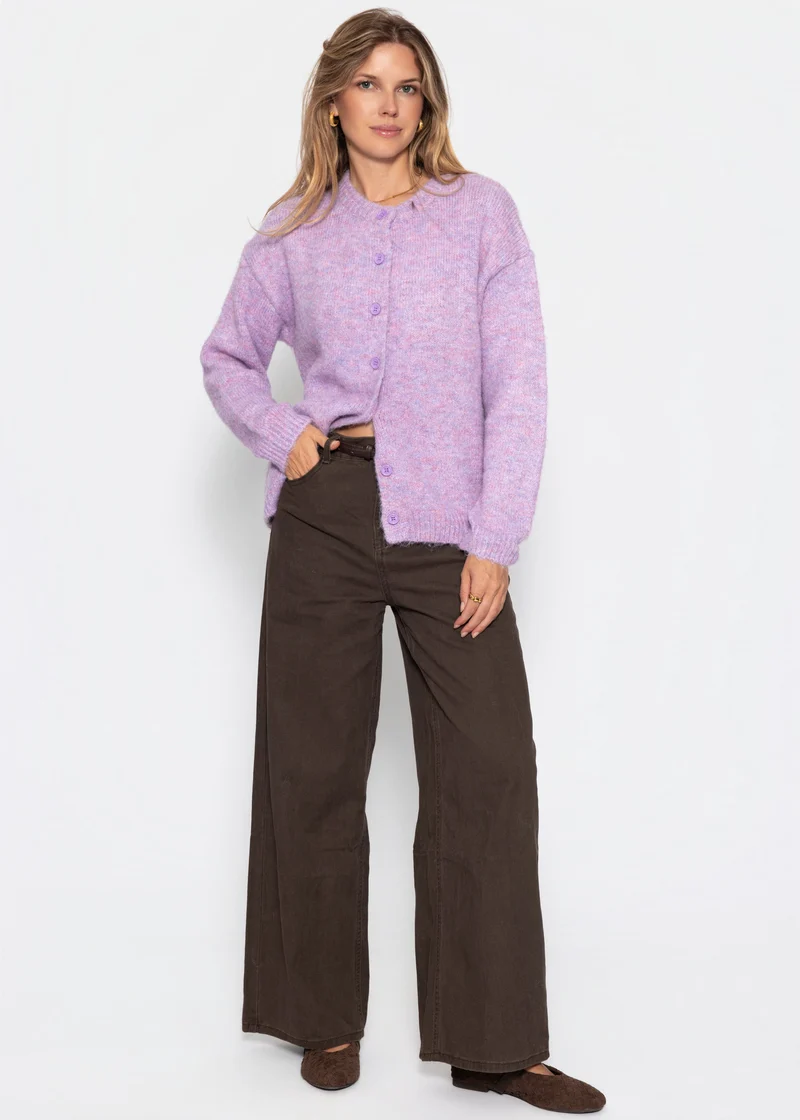 Strickjacke mit Knopfleiste - flieder