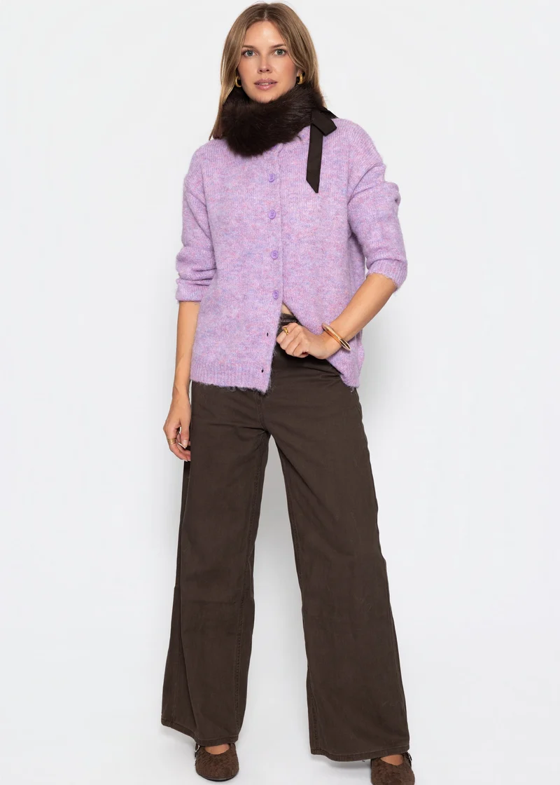 Strickjacke mit Knopfleiste - flieder