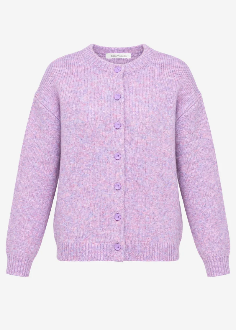 Strickjacke mit Knopfleiste - flieder