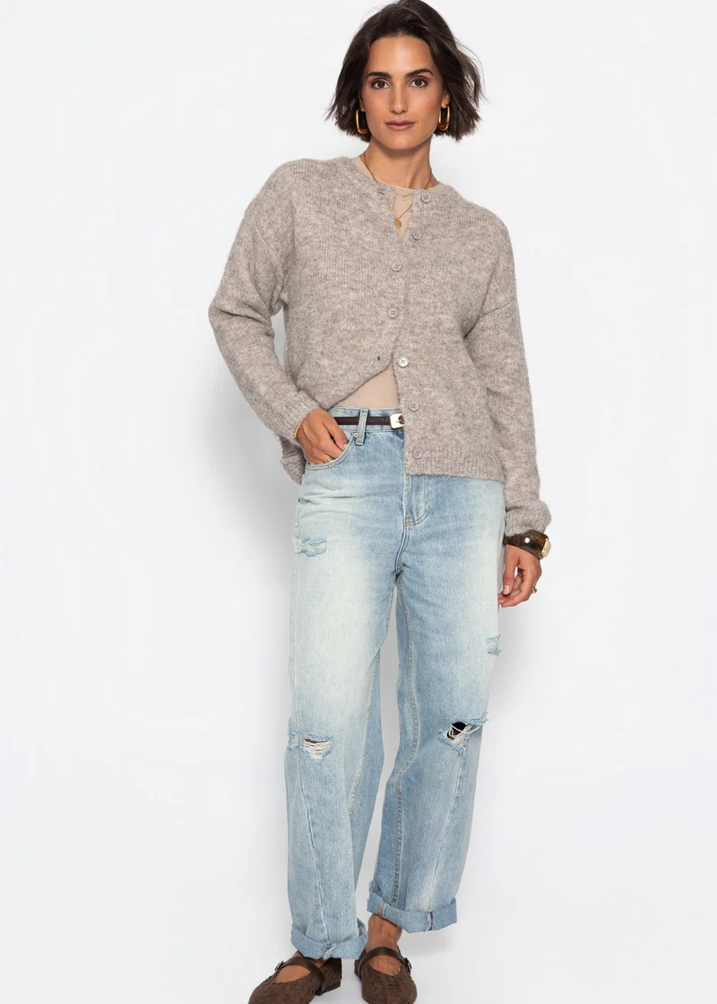 Strickjacke mit Knopfleiste - taupe