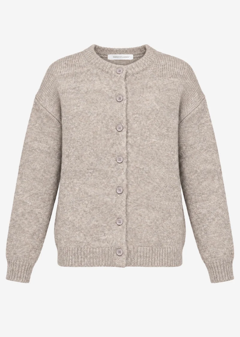 Strickjacke mit Knopfleiste - taupe