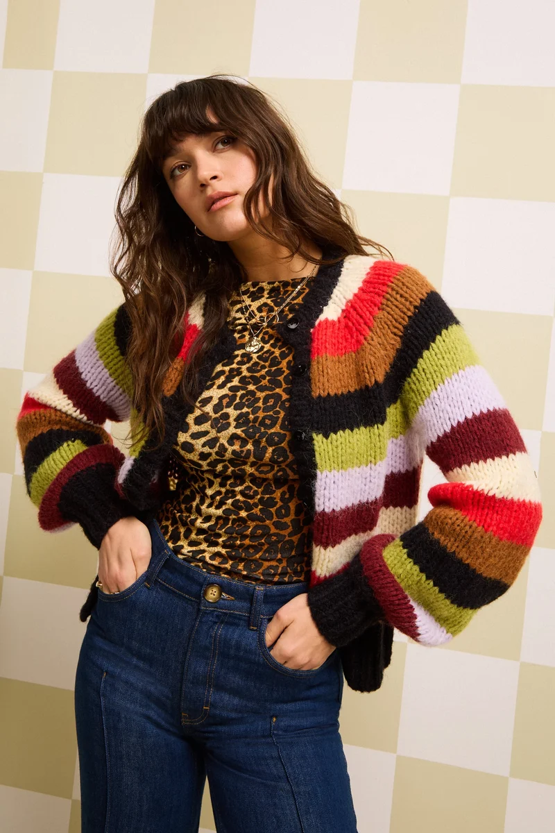 Raglan Cardi Campo Knit Stripe