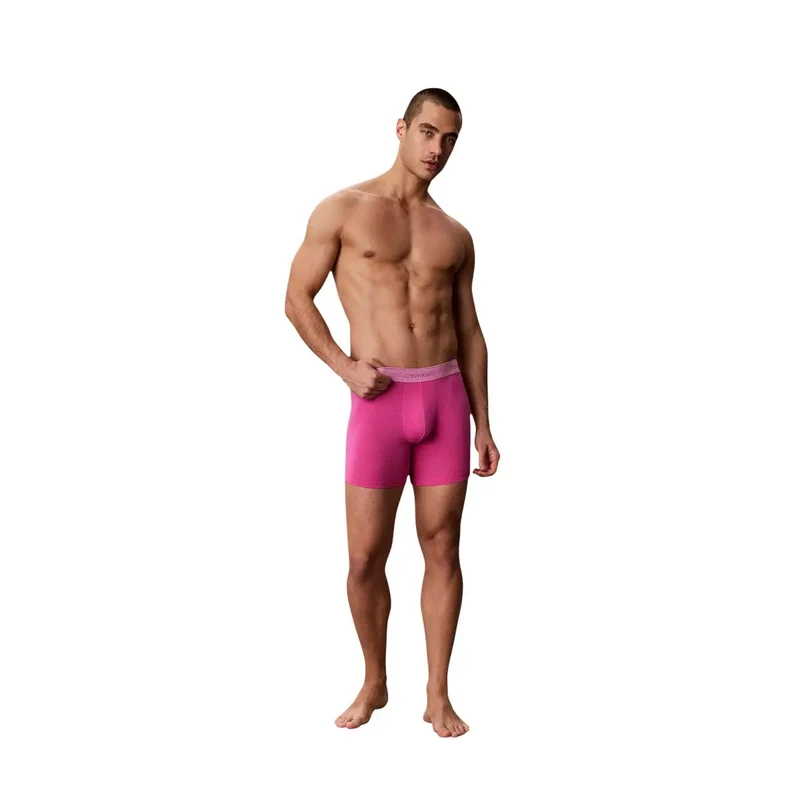 Calvin Klein Herren-Boxershorts, fuchsiafarben, Baumwolle, 5er-Pack