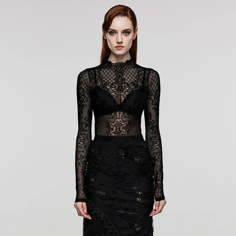 Damen-Gothic-Totem-Mesh-Shirt