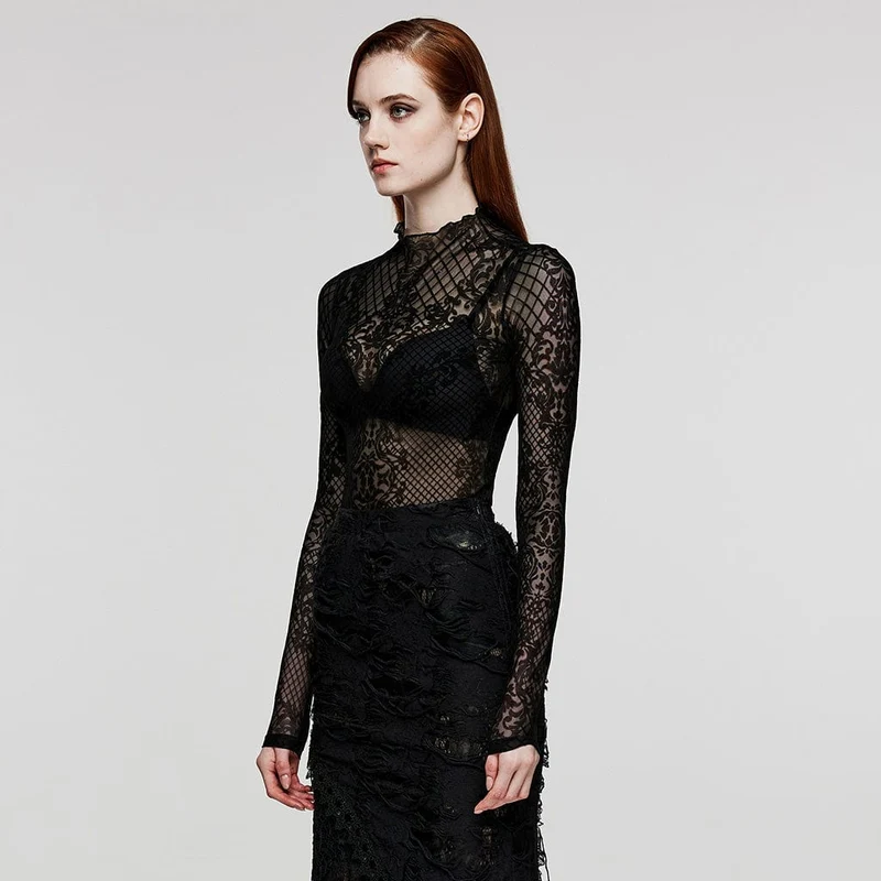 Damen-Gothic-Totem-Mesh-Shirt