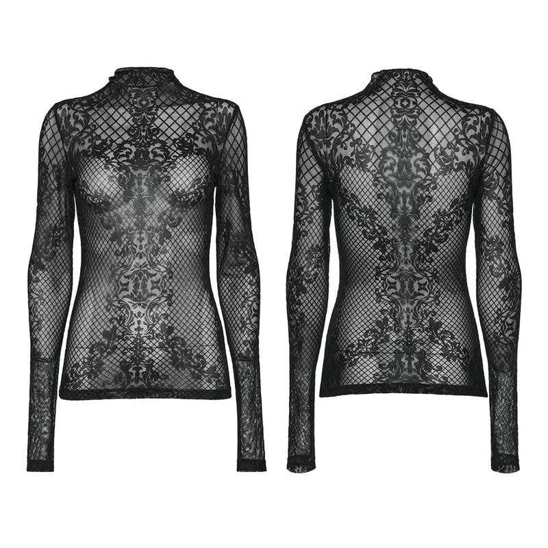 Damen-Gothic-Totem-Mesh-Shirt
