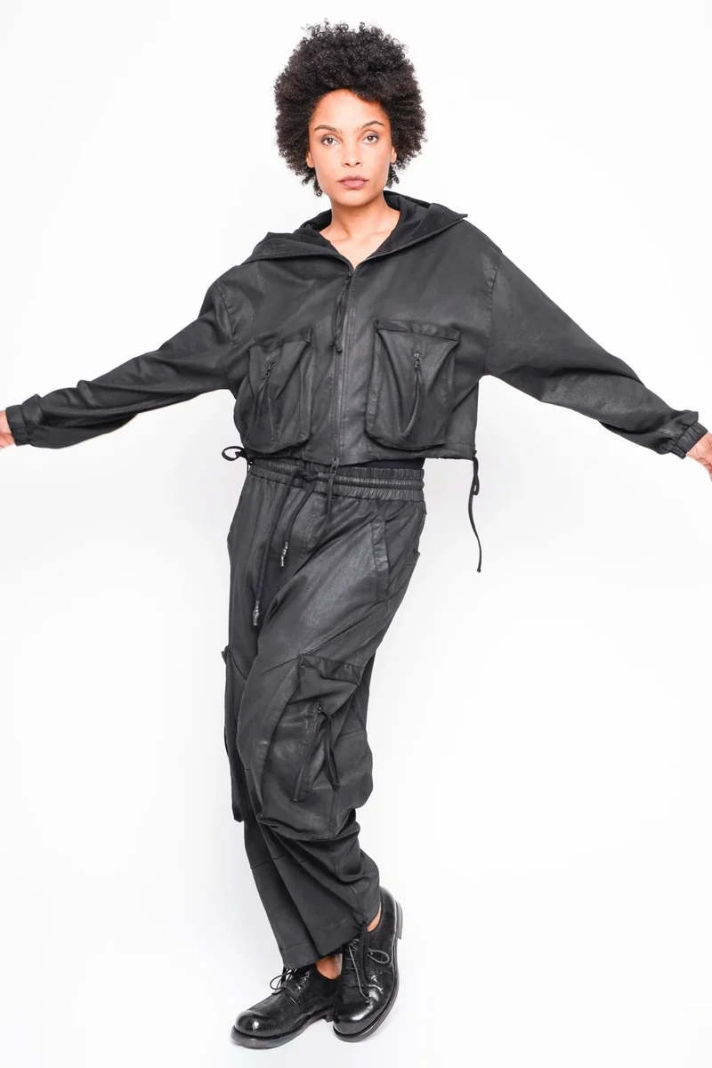 Black by K&M Gewachste Hoodie Jacke