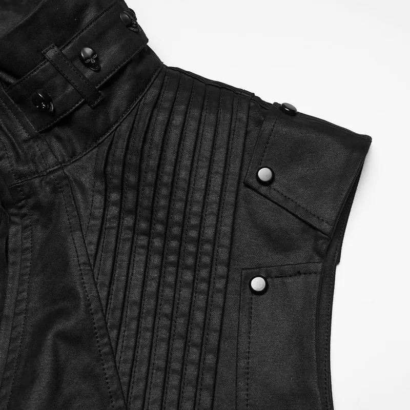 Punk-Weste für Herren mit Nieten, Falten und Stehkragen