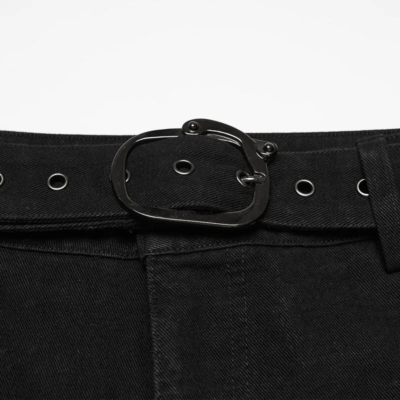 Punk-Hose für Herren mit Nieten, Mesh-Einsätzen und zerrissenem Design