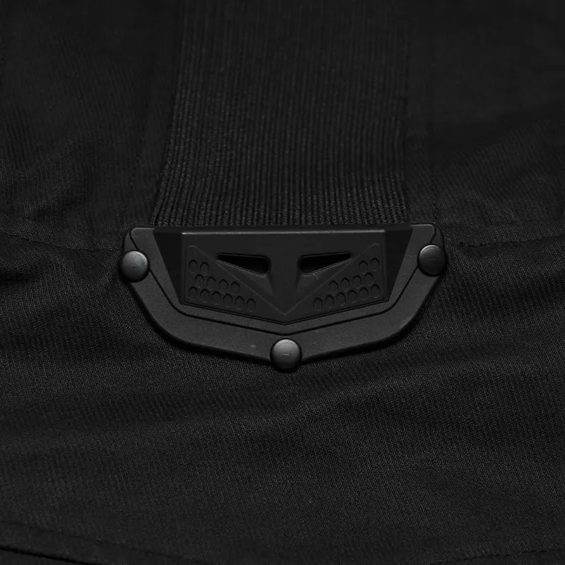 Punk-Weste für Herren mit aufgesetzten Taschen, verstellbarem Kragen, schwarz
