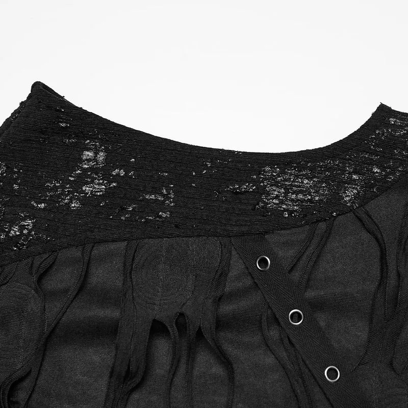 Schwarzes Punk-Tanktop mit Ösenriemen und Kapuze für Herren