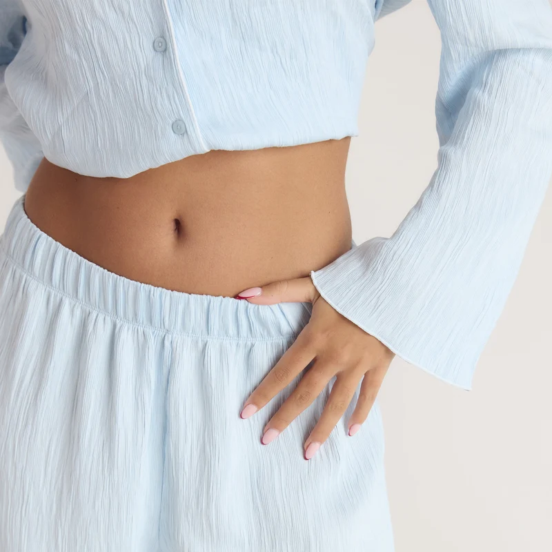 Crinkle Pyjamahose - Blau