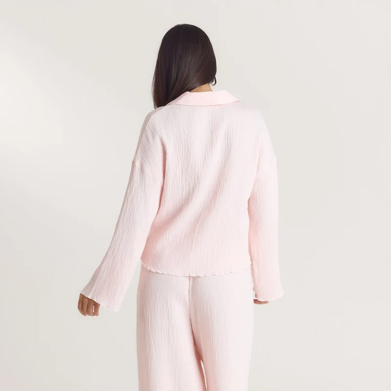 Crinkle Pyjamahemd - Rosa