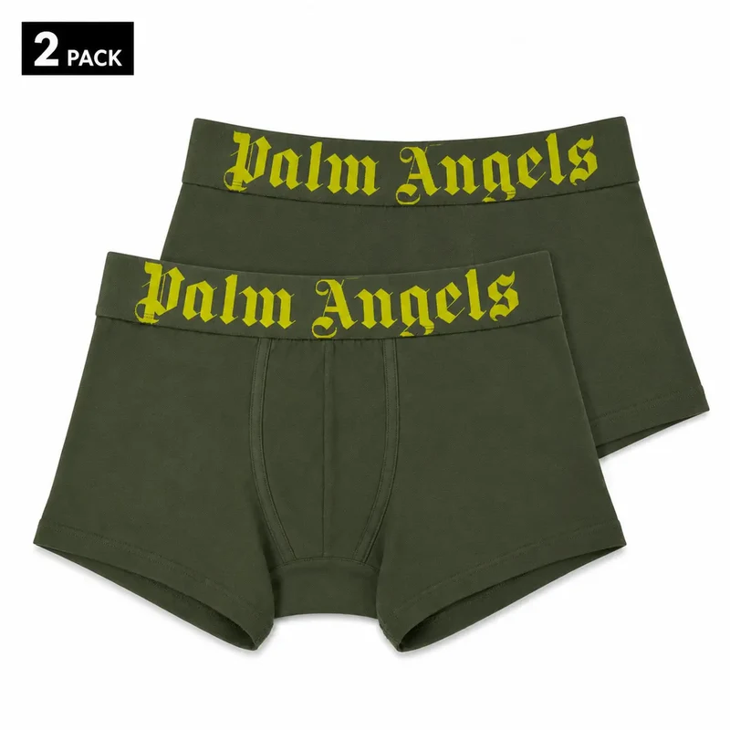Palm Angels Herrenunterwäsche aus grüner Baumwolle, Stretch-Passform