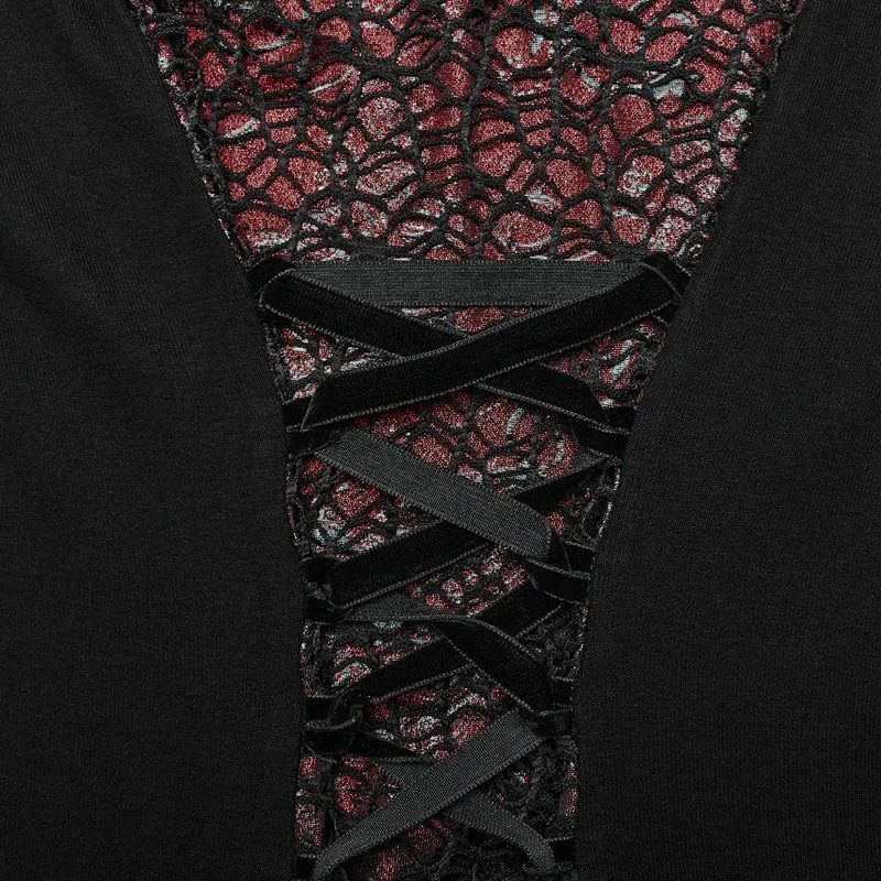 Damen Gothic Cheongsam Kragen Fischschwanz Kleid Rot