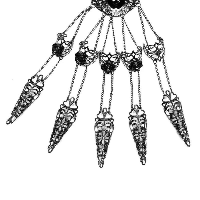 Damen-Gothic-Cutout-Rosenkettenarmband mit Fingerbett