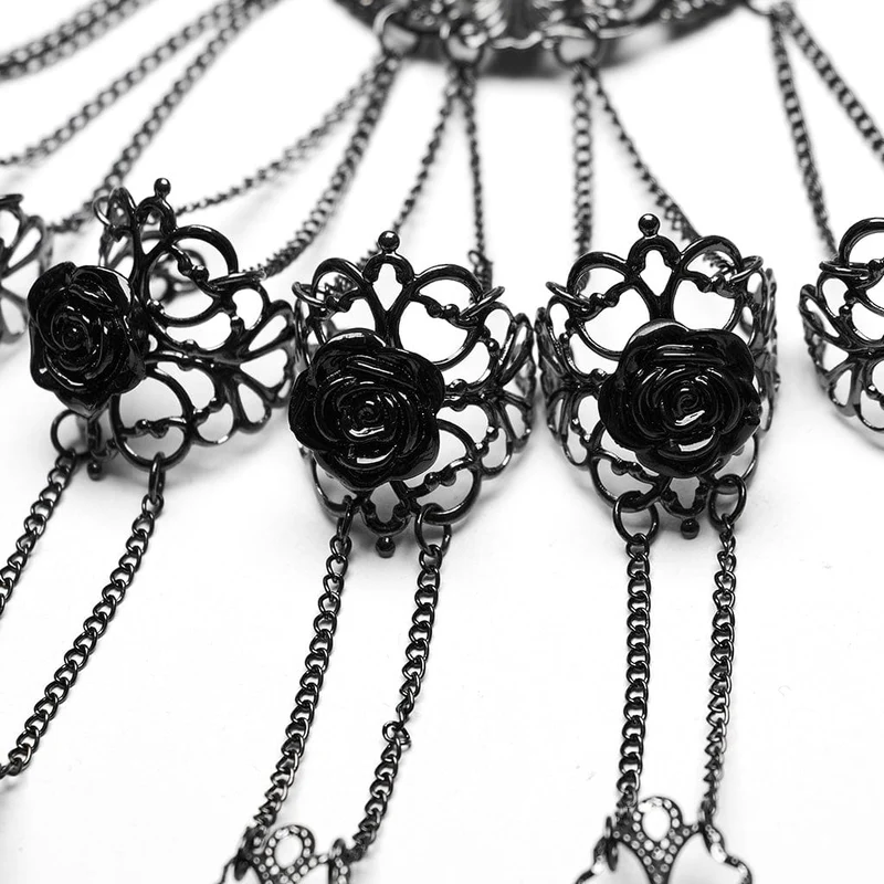 Damen-Gothic-Cutout-Rosenkettenarmband mit Fingerbett