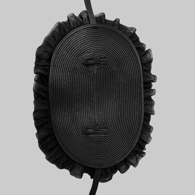 Gothic Lolita Damen-Lagenhaube mit Blumenmuster und Federn