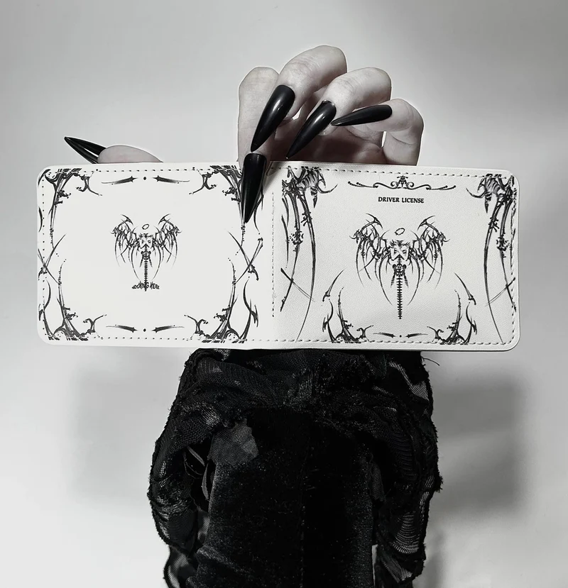 Unisex Gothic Totenkopf-Engel-bedruckte Kartentasche