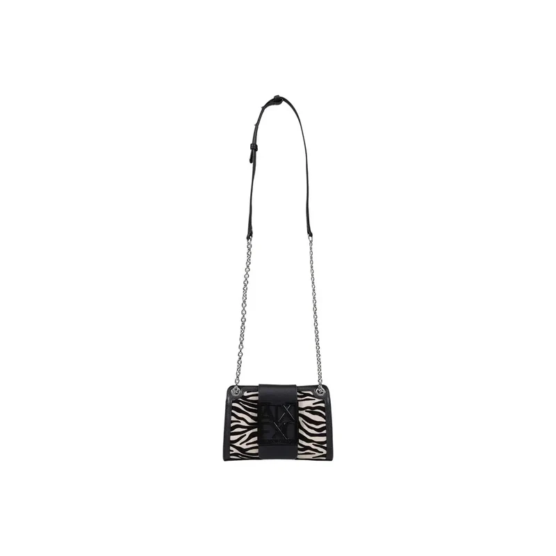 Armani Exchange Schwarze Damen-Schultertasche aus Polyester, 20 cm breit