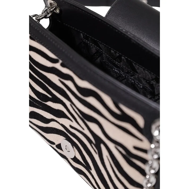 Armani Exchange Schwarze Damen-Schultertasche aus Polyester, 20 cm breit