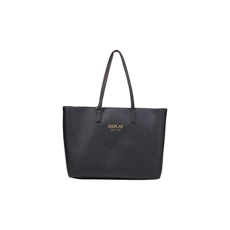 Replay Damenhandtasche, schwarz, samtig-synthetisch, 40 x 30 cm
