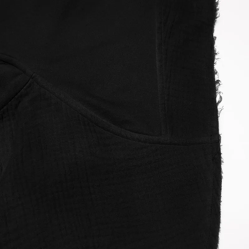 Unisex Punk-Kapuzenweste mit Ösen, Schwarz